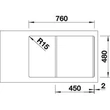 Kép 4/5 - BLANCO SONA 45 S Silgranit mosogatótálca, tartufo, excenter nélkül
