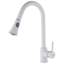 Laveo DARU Konyhai zuhanyváltós kihúzható csaptelep, Szín: fehér gránit