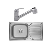 Operis ORION SZET Egymedencés mosogató szett, Szín: Natúr inox - Rosso csappal