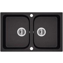 Laveo CELIA Gránit mosogató: kétmedencés, matt fekete (homogén)