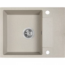 Laveo RAB MINI csepptálcás bézs mosogató helytakarékos szifonnal és csaplyuktakaró dugóval