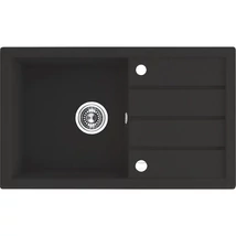 Laveo RINA csepptálcás szemcsés fekete mosogató, automata dugókiemelős, helytakarékos szifonnal