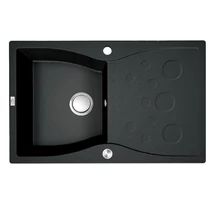 Laveo MOLOKIN csepptálcás matt fekete mosogató dugókiemelős helytakarékos szifonnal