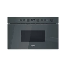 Whirlpool WMN14BSG Álló szekrénybe építhető mikrohullámú sütő Grafit szürke, 22 liter, 750 W, oldalra nyíló üvegajtó, LED kijelző (zöld karakterszín),  JET Start, JET Defrost, Grill
