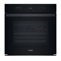 Whirlpool WOI6A8FPT1SBA Beépíthető sütő, Fekete üveg, finoman csukódó sütőajtó, 6. Érzék funkció receptekkel, MF8, PIROLITIKUS és HIDROLITIKUS tisztítás, Assisted kijelző (magyar nyelvű, érintőszenzoros),  Airfry, gőz, teleszkópos sütősín, 73 l