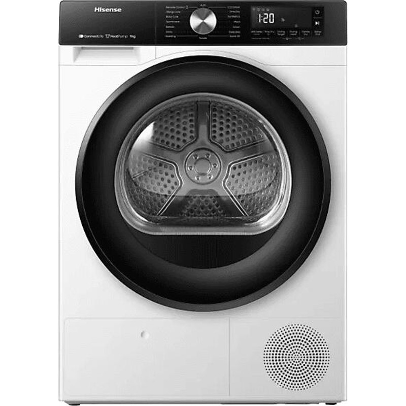 Hisense DH3S902BW3 Szárítógép, 9 kg / 125l, "C" , LED képernyő érintőgombokkal, TwinFlow kétirányú levegőbefújás, WIFI ConnectLife alkalmazás,AntiCrease gyűrődésmentesítő funkciók Dobvilágítás,