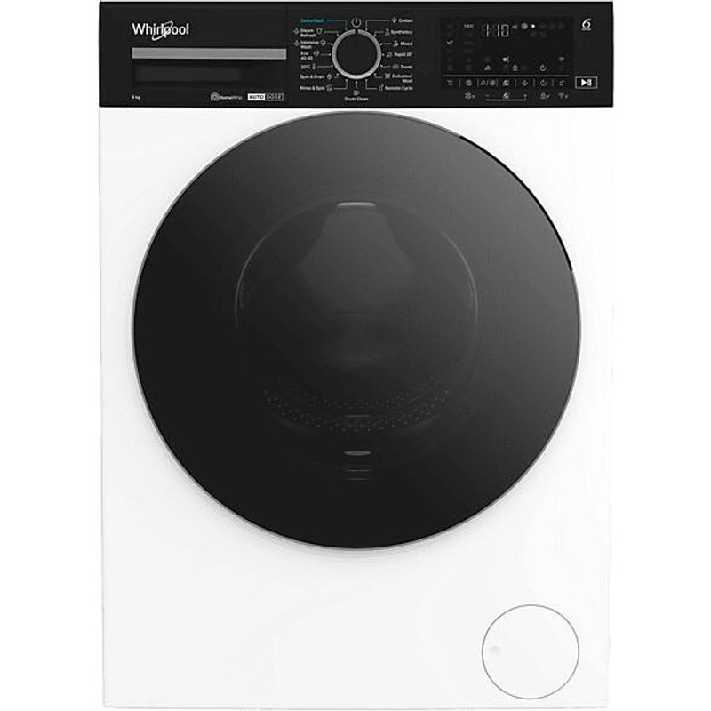 WHIRLPOOL WPM912WADSEE Elöltöltős gőzfunkciós mosógép automata mosószeradagolással és HomeWhiz távoli eléréssel, "A-60%"  1400 f, 9kg , csendes inverter motor , nagyméretű digitális kijelző,  6. Érzék funkció,  FreshCare+