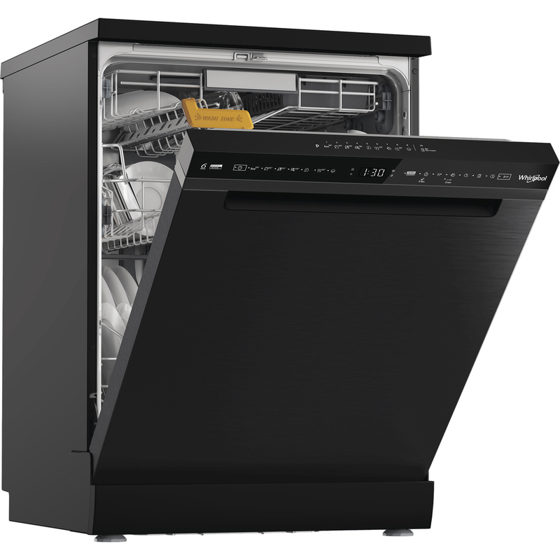 WHIRLPOOL W8FHS61BS Mosogatógép, A , 15 teríték, black steel készülékszín, 8 program, 9,9 l vízfogyasztás, PowerClean és 6. érzék technológia, fix 3. evőeszköztartó fiók, NaturalDry , 41dBA
