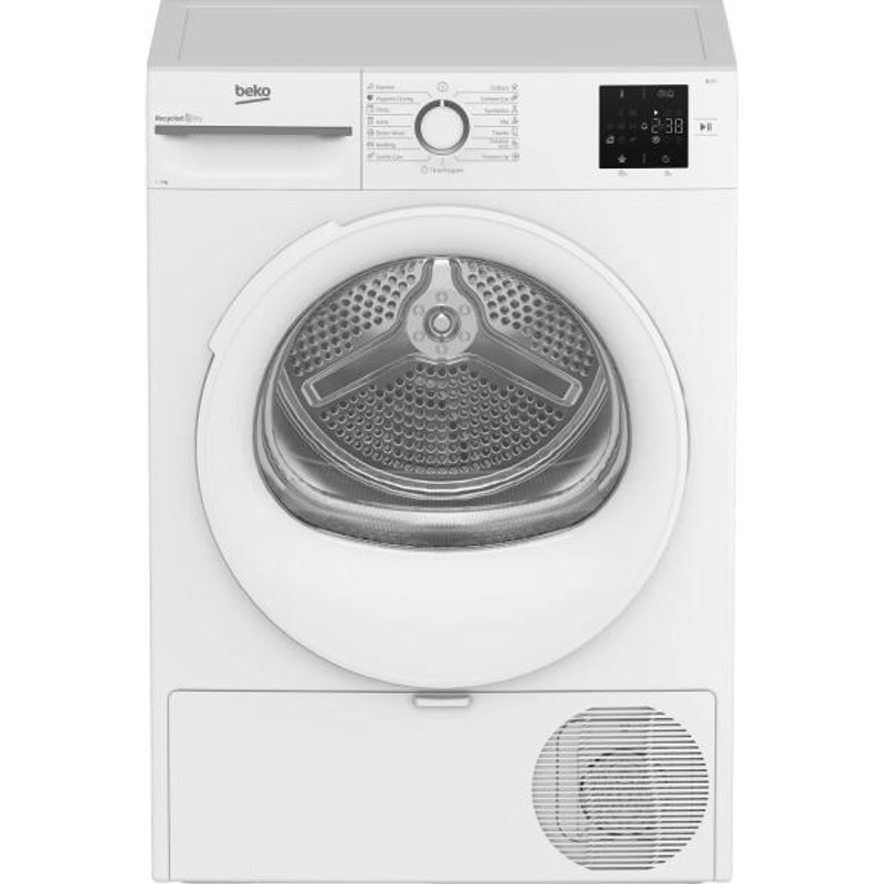 Beko BM3T372E0W szabadonálló hőszivattyús szárítógép, 7 kg, Steam Cure funkció, FreshCaps, 54 cm mély