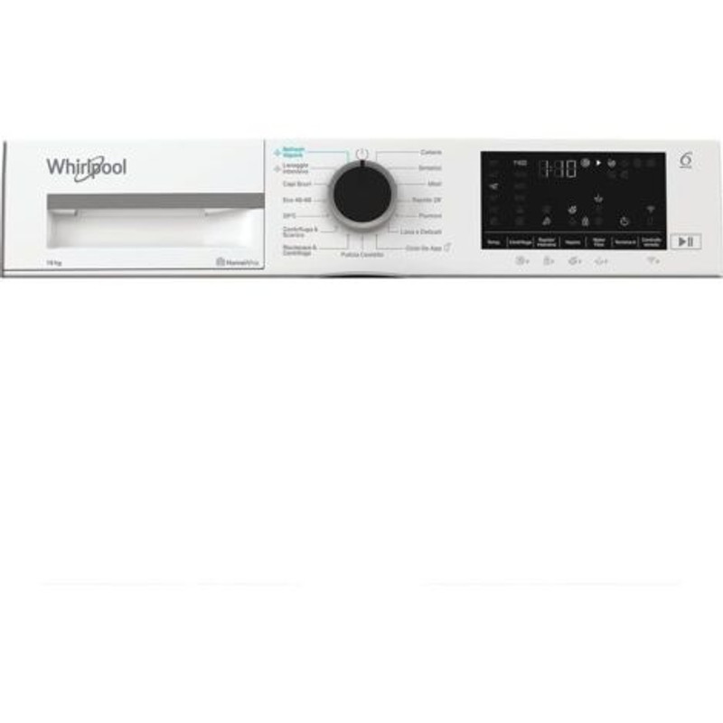 WHIRLPOOL WAM09WBEE Elöltöltős gőzfunkciós mosógép HomeWhiz távoli eléréssel, "A-30%"  1400 f, 10kg , csendes inverter motor , nagyméretű digitális kijelző, 6. Érzék funkció FreshCare+ .