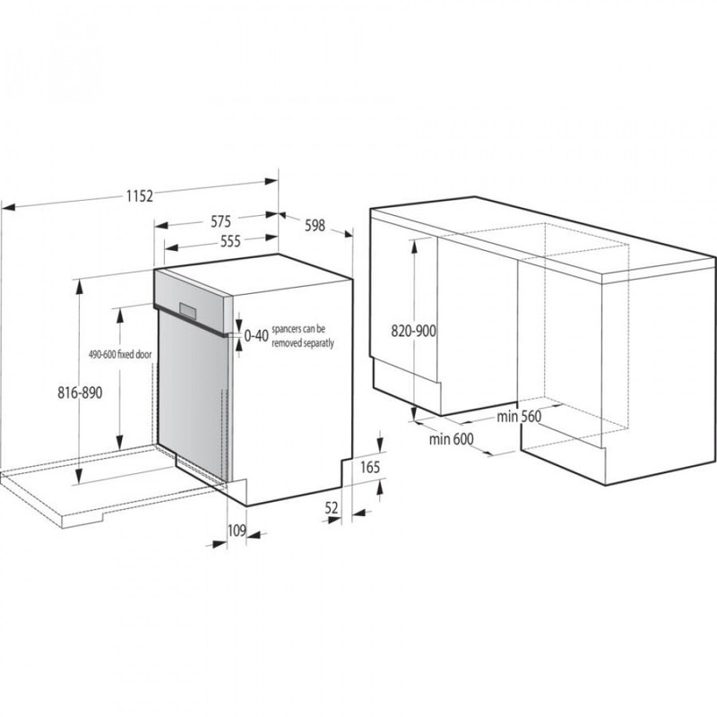 Gorenje GI643D90X Beépíthető kezelőpaneles mosogatógép, 16 teríték, 6 program, 3. kosár, TotalDry
