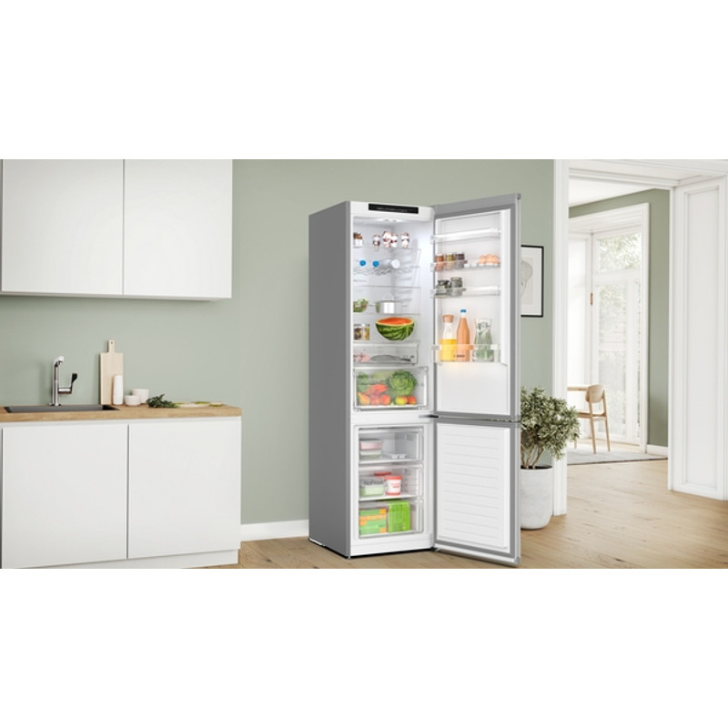 Bosch KGN392LCF Szabadonálló Kombinált hűtő/fagyasztó - Serie4 - Total NoFrost - 260+103 l nettó űrtartalom - 203x60x66cm - Szálcsiszolt acél színű - Energiaosztály: C - TouchControl kijelző Bosch KGN392LCF Szabadonálló Kombinált hűtő/fagyasztó - Serie4 - Total NoFrost - 260+103 l nettó űrtartalom - 203x60x66cm - Szálcsiszolt acél színű - Energiaosztály: C - TouchControl kijelző