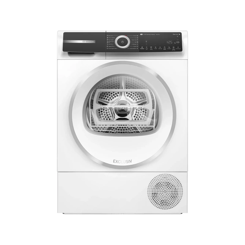 Bosch WQH246D3BY Hőszivattyús kondenzációs szárítógép , Serie6 , Exclusive kivitel , Home Connect , 9kg ,  B , Fehér,inox ajtó , SelfCleaning öntisztító kondenzátor , Döntött Prémium TouchControl kijelző , SmartDry , AutoDry , SpeedPerfect ,  Vasaláskönny