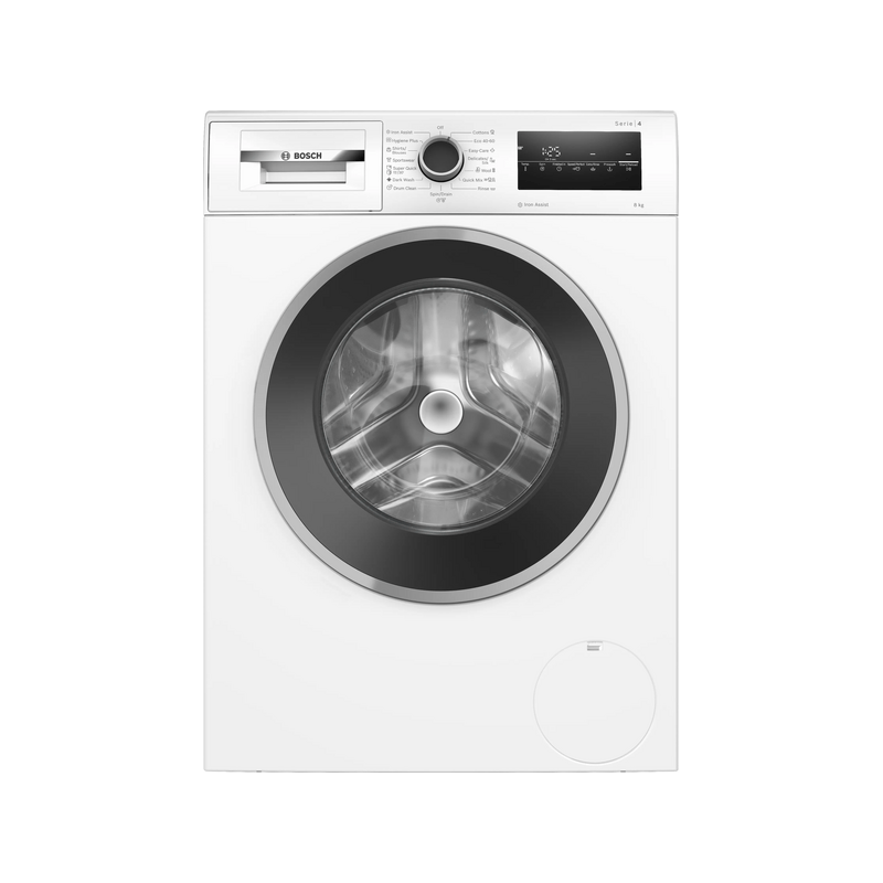 Bosch WAN2426NBY Elöltöltős mosógép , Serie4 , IronAssist gőzprogram , 8 kg , A , 1200 f, Fekete,Inox ajtó , TouchControl kijelző
