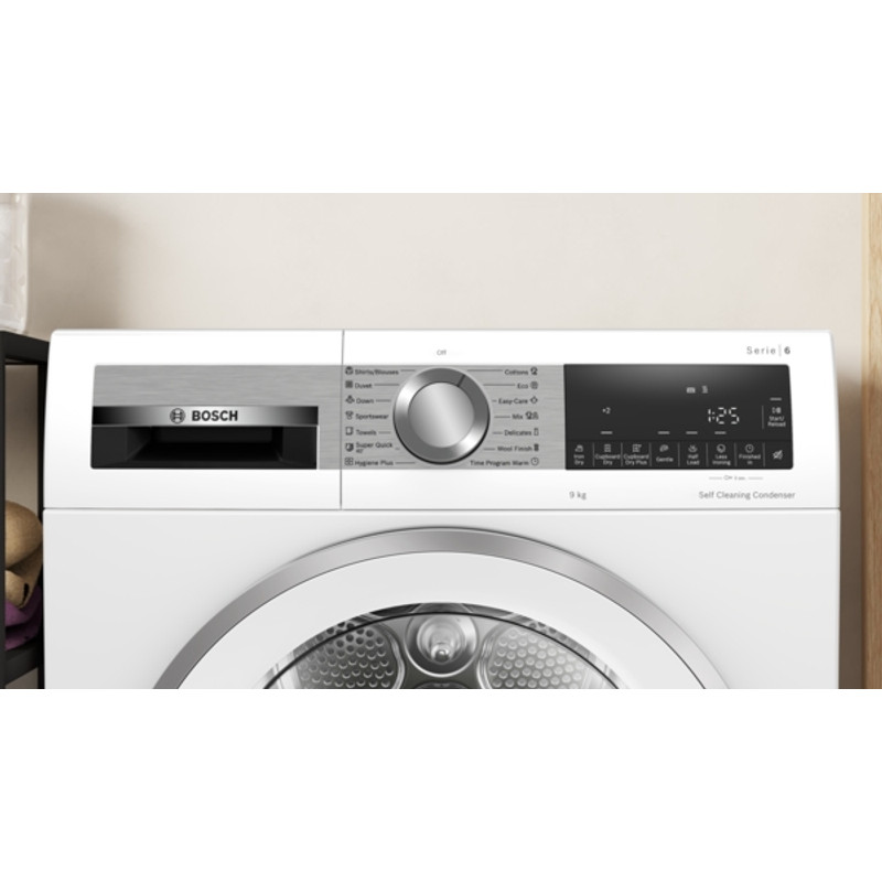 Bosch WQG24591BY Hőszivattyús kondenzációs szárítógép - Serie6 - 9kg - D (új energiacímke) - Inox-fehér ajtó - Öntisztító kondenzátor - Prémium TouchControl kijelző - AutoDry Bosch WQG24591BY Hőszivattyús kondenzációs szárítógép - Serie6 - 9kg - D (új energiacímke) - Inox-fehér ajtó - Öntisztító kondenzátor - Prémium TouchControl kijelző - AutoDry