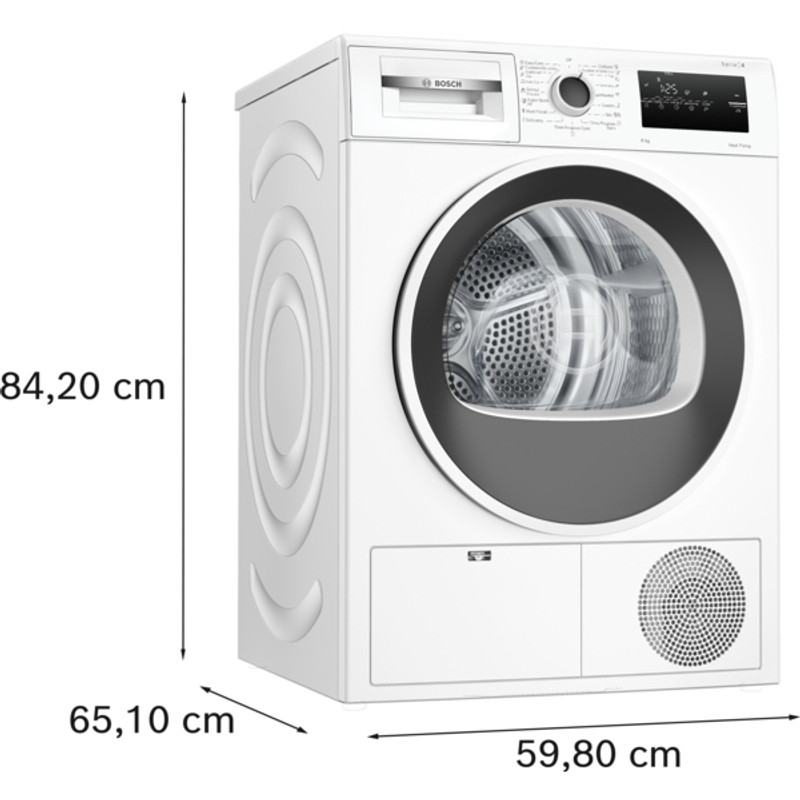 Bosch WTH83256BY Hőszivattyús kondenzációs szárítógép, Serie4, 8kg, Fekete-fehér ajtó, EasyClean kondenzátor, TouchControl kijelző Bosch WTH83256BY Hőszivattyús kondenzációs szárítógép, Serie4, 8kg, Fekete-fehér ajtó, EasyClean kondenzátor, TouchControl kijelző