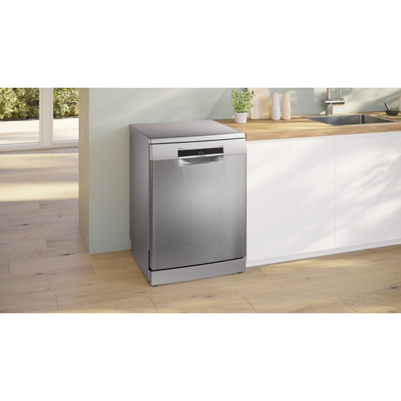 Bosch SMS6ECI15E Szabadonálló Mosogatógép - Serie 6 - Home Connect - Nemesacél - 14 teríték - Energiaosztály:A - 6 program - 4 opció - Nagyméretű LED kijelző - Nyomógombos vezérlés - EfficientDry szárítás - MaxFlex kosárrendszer - VarioDrawer