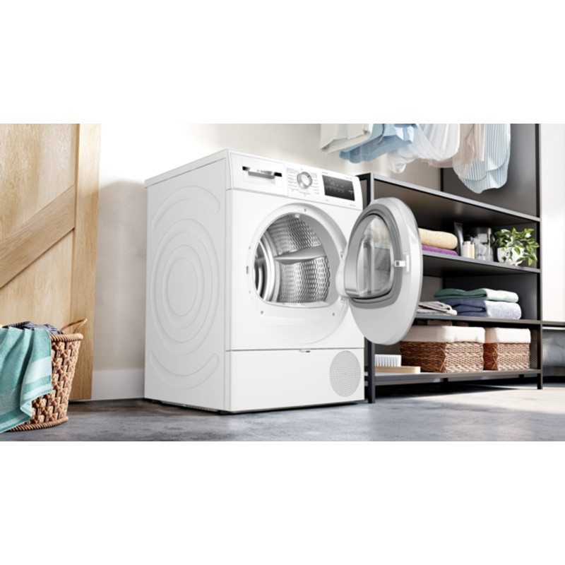 Bosch WTH85293BY Hőszivattyús kondenzációs szárítógép, Serie4, 8kg, Fehér-inox ajtó, EasyClean kondenzátor, TouchControl kijelző Bosch WTH85293BY Hőszivattyús kondenzációs szárítógép, Serie4, 8kg, Fehér-inox ajtó, EasyClean kondenzátor, TouchControl kijelző