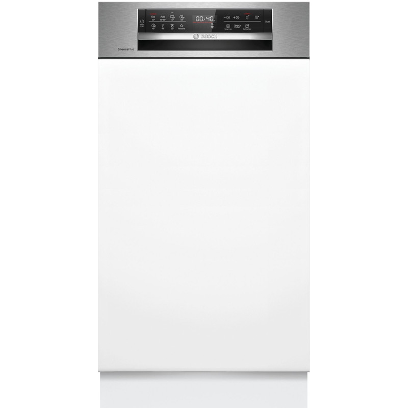 BOSCH SPI6EMS21E Beépíthető keskeny mosogatógép, Serie 6, Home Connect, Nemesacél, 10 teríték, B, 8 program, 6 opció, Nagyméretű LED kijelző VarioFlex Pro kosárrendszer, VarioDrawer Pro, 8,7 l, 44 dB(A)