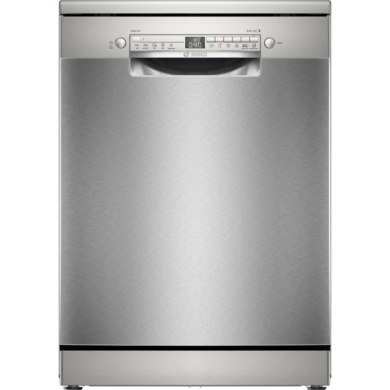 BOSCH SMS2HVI06E Szabadonálló Mosogatógép, Serie 2, Home Connect, Nemesacél, 14 teríték, C, 5 program, 6 opció, LED kijelző, Vario kosárrendszer, VarioDrawer, 9 l, 46 dB(A)