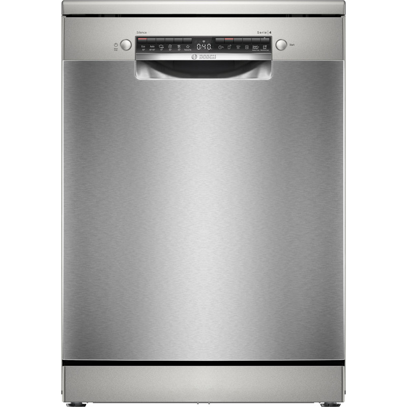 BOSCH SMS4HVI14E Szabadonálló Mosogatógép, Serie 4, Home Connect, Nemesacél, 14 teríték, C, 6 program, 6 opció, LED kijelző VarioFlex kosárrendszer, VarioDrawer, 9 l, 46 dB(A)