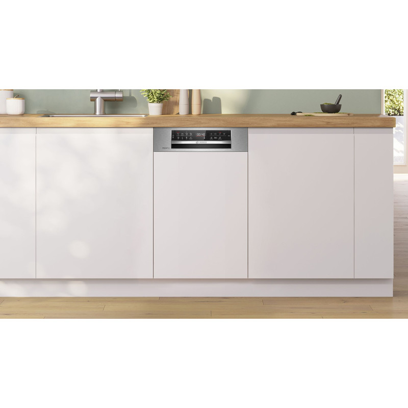 BOSCH SPI6EMS21E Beépíthető keskeny mosogatógép, Serie 6, Home Connect, Nemesacél, 10 teríték, B, 8 program, 6 opció, Nagyméretű LED kijelző VarioFlex Pro kosárrendszer, VarioDrawer Pro, 8,7 l, 44 dB(A)