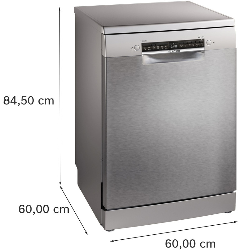 BOSCH SMS4HVI14E Szabadonálló Mosogatógép, Serie 4, Home Connect, Nemesacél, 14 teríték, C, 6 program, 6 opció, LED kijelző VarioFlex kosárrendszer, VarioDrawer, 9 l, 46 dB(A)