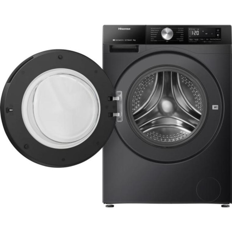 Hisense WF3S9043BB3 Mosógép, 9 kg / 60l, 1400 f, "A" , INVERTERES motorral, WIFI - ConnetctLife képes, AntiCrease gyűrődésmentesítés, AddCloth - ruha hozzáadása,GŐZPROGRAMOK, Totál AquaStop