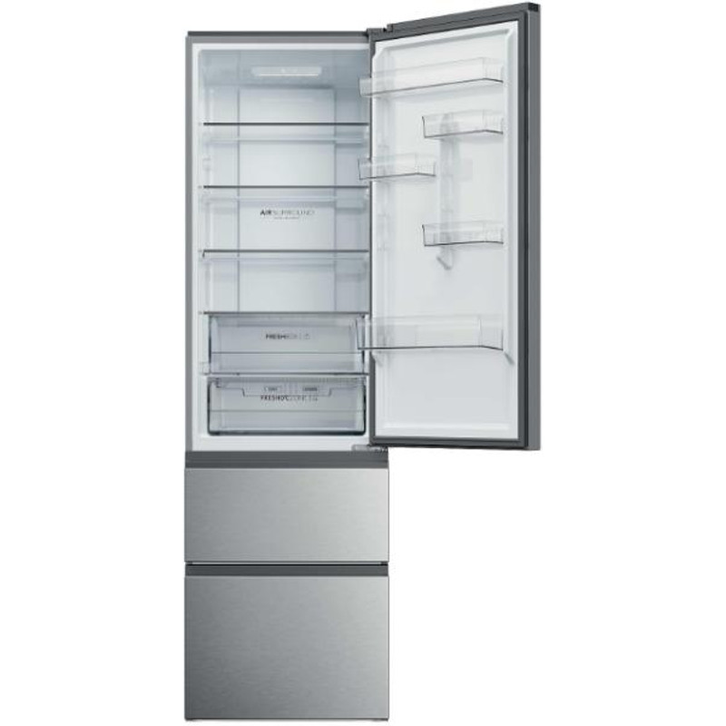 HAIER HTR3620ENMG No Frost Francia ajtós kombinált hűtőszekrény, 200 cm magas, 60 cm széles