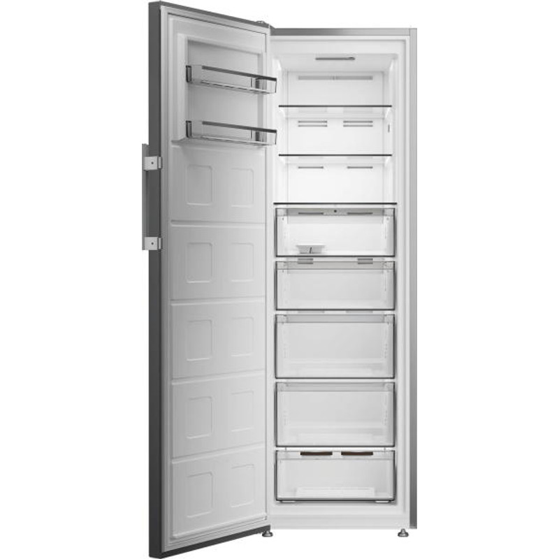 WHIRLPOOL WHMFF6312XP4 Fagyasztószekrény NoFrost , E , 286L , Titanium Inox Look készülékszín, inverter kompresszor, digitális külső kijelző, 5 db fagyasztófiók + 3 fagyasztó polc + 2 ajtórekesz186.5x.59.7x70.9 cm