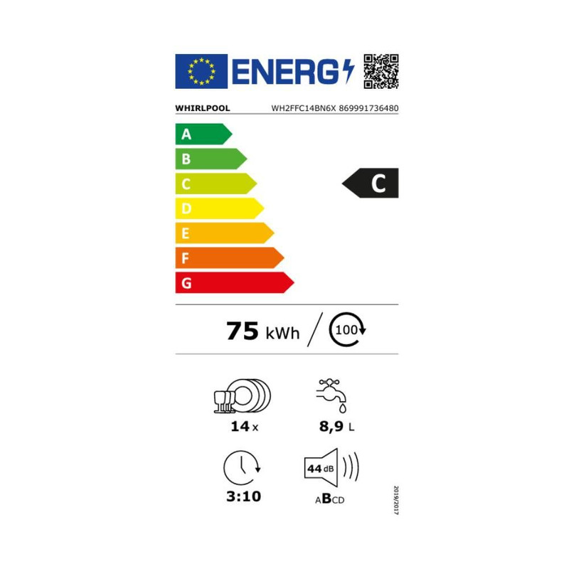 WHIRLPOOL WH2FFC14BN6X Mosogatógép, C , 14 teríték, inox készülékszín, 9 program, 8,9 l vízfogyasztás, digitális kijelző, NaturalDry 44 dBA WHIRLPOOL WH2FFC14BN6X Mosogatógép, C , 14 teríték, inox készülékszín, 9 program, 8,9 l vízfogyasztás, digitális kijelző, NaturalDry 44 dBA