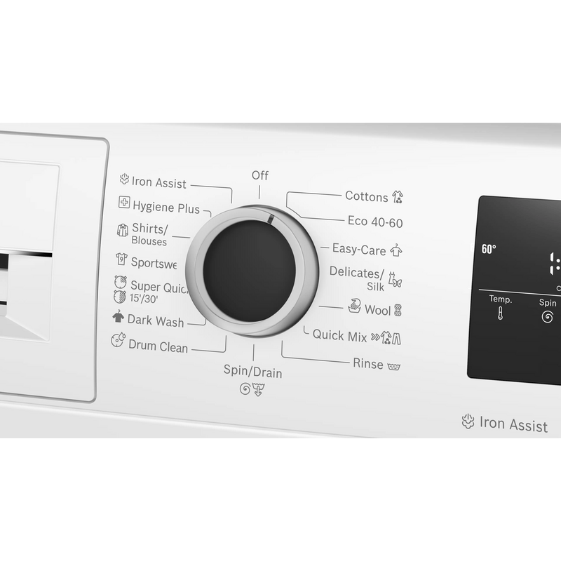 Bosch WAN2426NBY Elöltöltős mosógép , Serie4 , IronAssist gőzprogram , 8 kg , A , 1200 f, Fekete,Inox ajtó , TouchControl kijelző