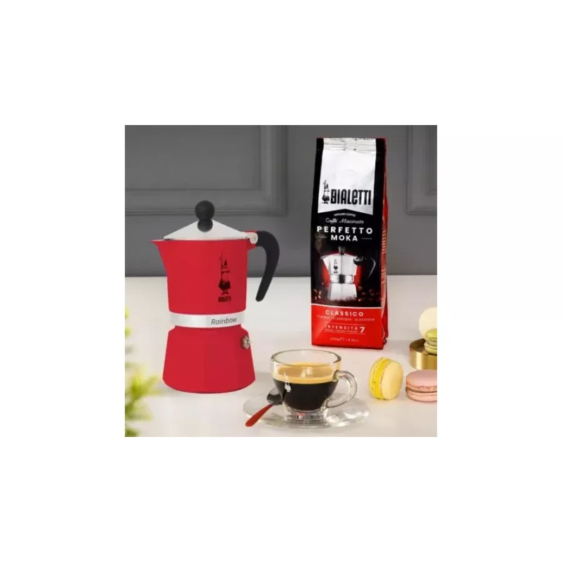 Bialetti RAINBOW kotyogós kávéfőző 3 adag PIROS(0004962)
