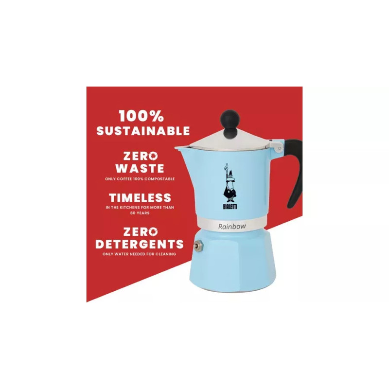 Bialetti RAINBOW kotyogós kávéfőző 3 adag VILÁGOS KÉK(0005042) Bialetti RAINBOW kotyogós kávéfőző 3 adag VILÁGOS KÉK(0005042)
