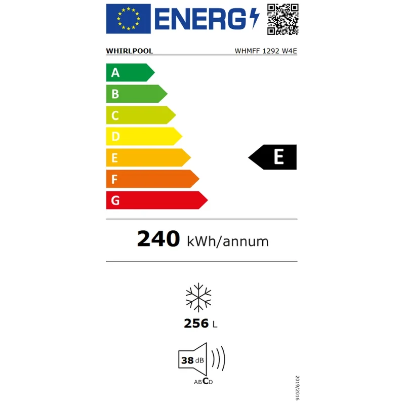 WHIRLPOOL WHMFF1292W4E Fagyasztószekrény NoFrost , E , 256L , fehér készülékszín, inverter kompresszor, FreezerGuard technológia (-15°C külső hőmérsékletig működőképes), 5 db fagyasztófiók + 2 fagyasztó rekesz, 171.4x.59.5x70 cm