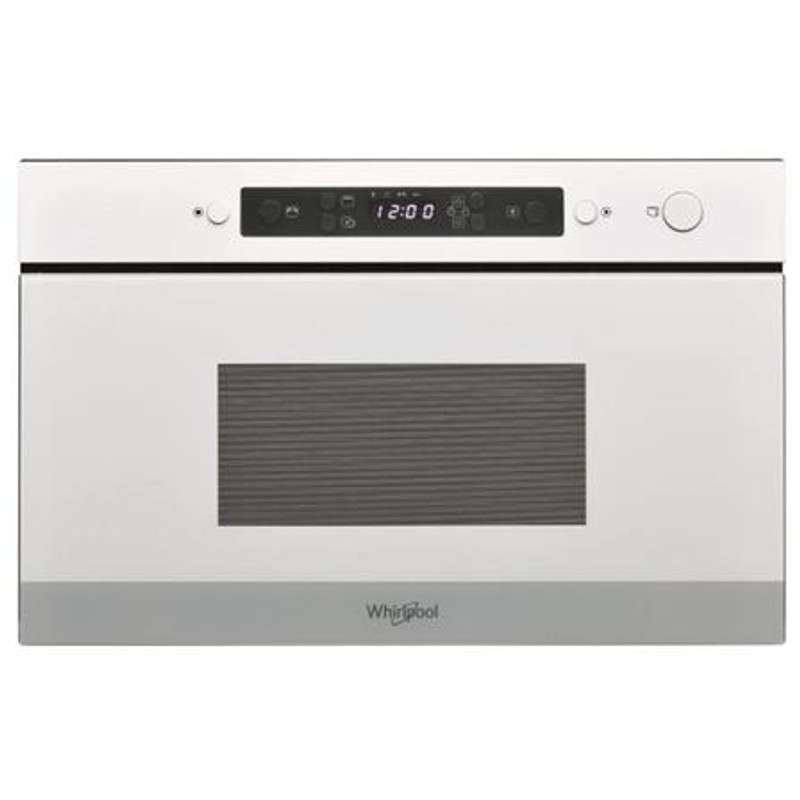 Whirlpool AMW 4920 WH beépíthető mikró, Fehér, 22 liter, grill funkció, gombos ajtónyitás, oldalra nyíló üvegajtó, digitális kijelző (fehér karakterszín)