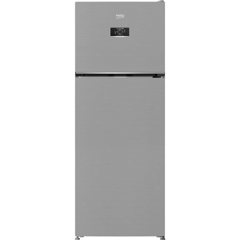 Beko B3RDNE504HXB szabadonálló felülfagyasztós 70 cm széles hűtő, HarvestFresh, Csiszolt ezüst, 477 L