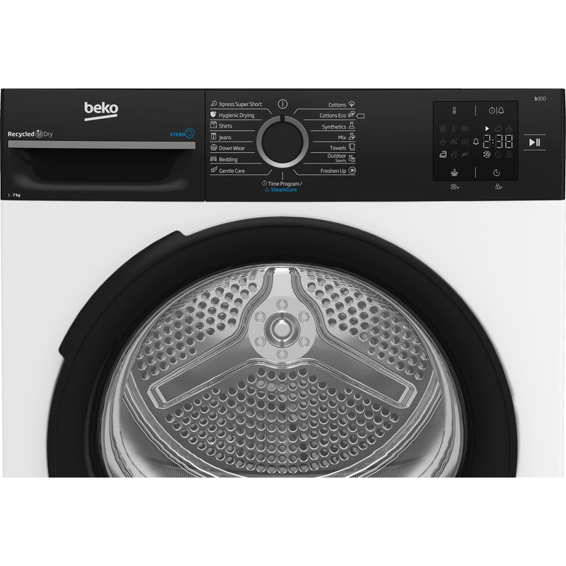 Beko BM3T37239WBB szabadonálló hőszivattyús szárítógép, 7 kg, Steam Cure funkció, FreshCaps, 54 cm mély Beko BM3T37239WBB szabadonálló hőszivattyús szárítógép, 7 kg, Steam Cure funkció, FreshCaps, 54 cm mély