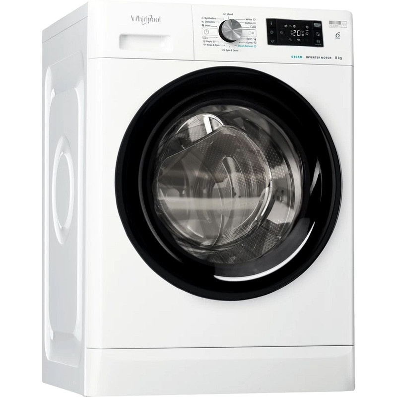 WHIRLPOOL FFB8489BVHU Elöltöltős gőzfunkciós mosógép "Direct Injection" víztakarékos rendszerrel, "A-20%" , 1400 f, 8 kg , extra csendes inverter motor, nagy digitális kijelző magyar felirattal, SoftMove™ , 6. Érzék funkció. FreshCa