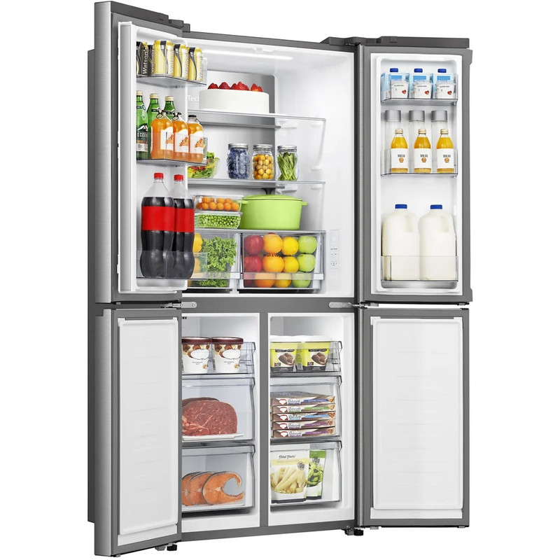 Hisense RQ5P470SAID MultiDoor hűtő, 304/179l, "D" , TOTAL NO-FROST, INVERTERES LED FressZone, Snack box, Metal Cooling, Multi-Flow , prémium inox