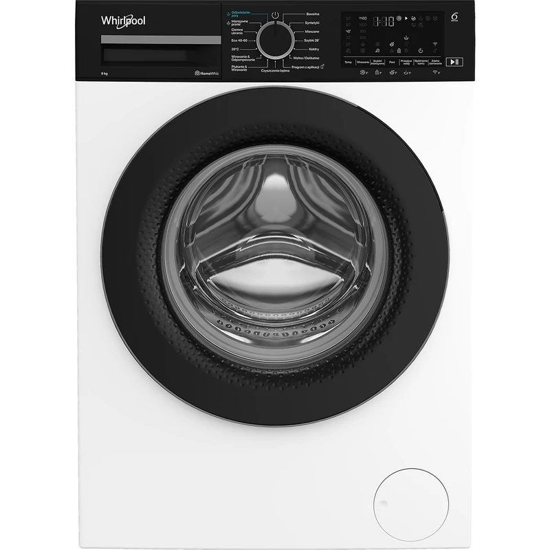WHIRLPOOL WAM99WBEE Elöltöltős gőzfunkciós mosógép HomeWhiz távoli eléréssel, "A-30%" 1400 f, 9kg , csendes inverter motor , nagyméretű digitális kijelző,  6. Érzék funkció  FreshCare+