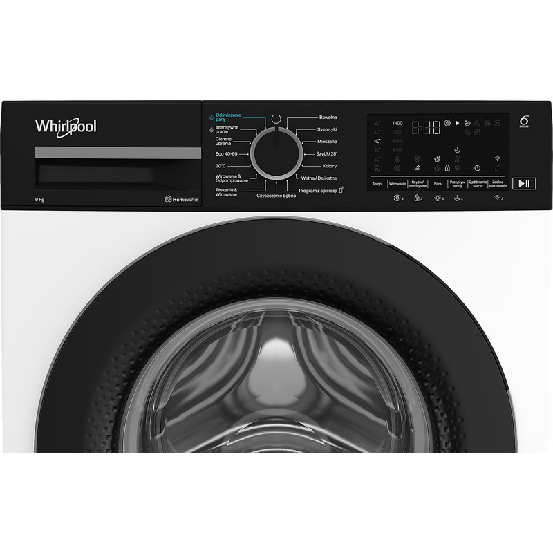 WHIRLPOOL WAM99WBEE Elöltöltős gőzfunkciós mosógép HomeWhiz távoli eléréssel, "A-30%" 1400 f, 9kg , csendes inverter motor , nagyméretű digitális kijelző,  6. Érzék funkció  FreshCare+