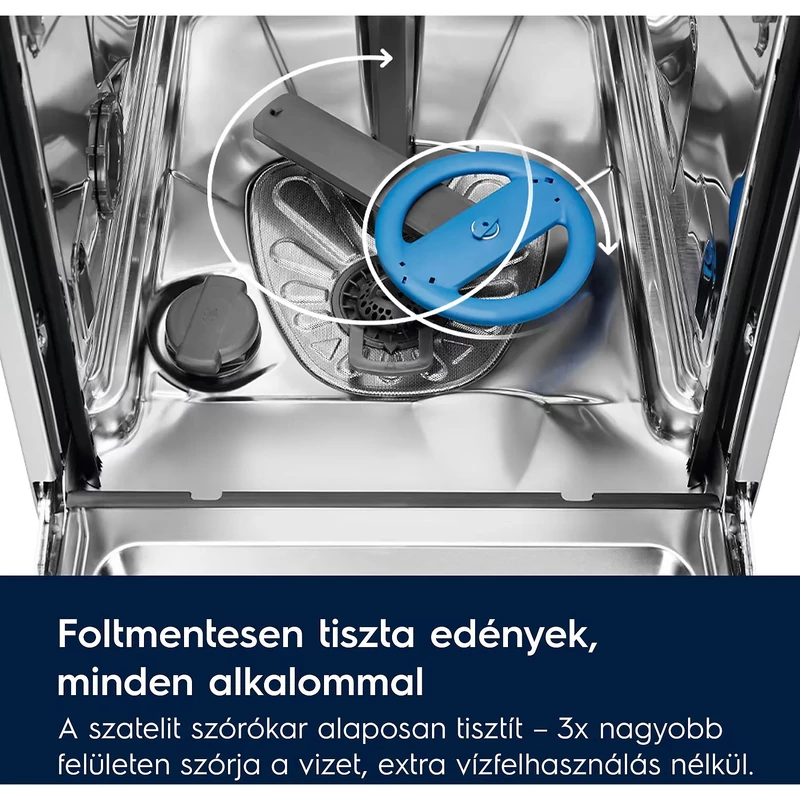 Electrolux EEG63430L Beépíthető keskeny mosogatógép, Glass Care, QuickSelect kezelőpanel, MaxiFlex fiók, AirDry, 10 teríték, 8 program