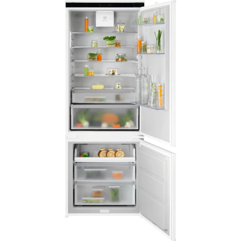 Electrolux ENA7TE75S Beépíthető kombinált hűtőszekrény, NoFrost, AI CoolAssist funkció, 70 cm széles, 188 cm
