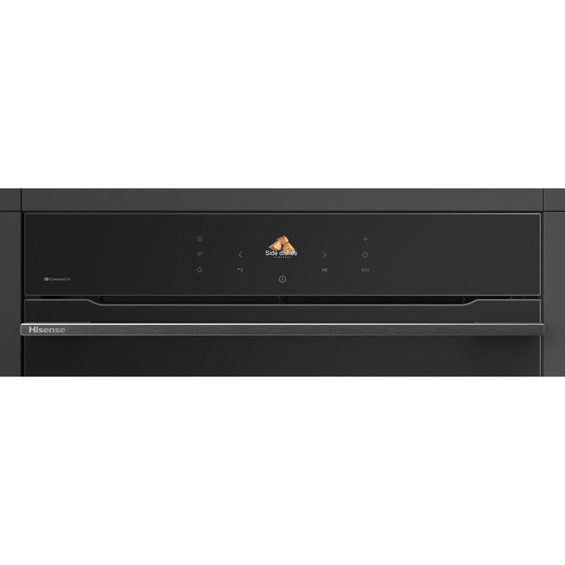 Hisense BI614P8B MULTIFUNKCIÓS SÜTŐ 17 mód ProGrill, Sabbath, AirFry+, Pizza, FrozenBake 77 liter HomeMadePlus, színes TFT kijelző, "A+" , PIROLITIKUS, GentleClose , GentleOpen HÚSMAGHŐMÉRŐ, AirFry tepsi, teljesen fekete üveg ajtó WIFI - ok
