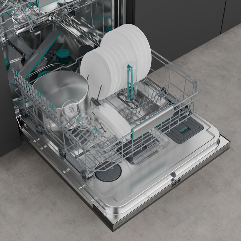 Hisense HV693A66UVAD TELJESEN INTEGRÁLT MOSOGATÓGÉP 16 teríték – 3 kosár, "A" , INVERTER , 8 pr , ExtraHygene UV technológiával, 7 hőm , WIFI ConnectLife AllDRY , Padlófény, SmartDosing , Teljes AquaStop , SelfCleaning , 9,5 liter, 38 dB(