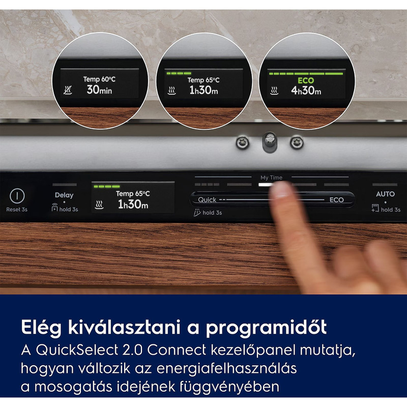 Electrolux E92LX220P Beépíthető mosogatógép, WiFi, QuickSelect kezelőpanel, EasyFlex Pro fiók, AirDry, 14 teríték