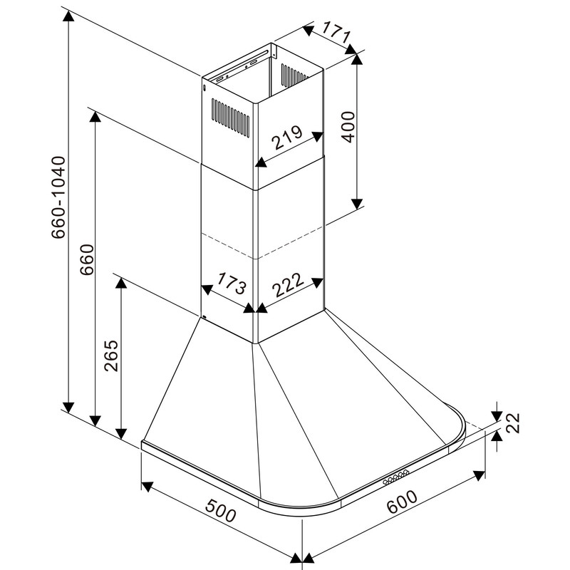Tesla DC600AXP fali kürtős elszívó, 60 cm, 630 m3/h légszállítás, 70 dBA, alu filter, 3 fokozat, LED világítás, inox Tesla DC600AXP fali kürtős elszívó, 60 cm, 630 m3/h légszállítás, 70 dBA, alu filter, 3 fokozat, LED világítás, inox
