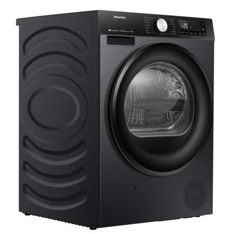 Hisense DH3S902BB3 Szárítógép, 9 kg / 125l, "C", LED képernyő érintőgombokkal, TwinFlow kétirányú levegőbefújás, WIFI ConnectLife alkalmazás,AntiCrease gyűrődésmentesítő funkciók Dobvilágítás, fekete