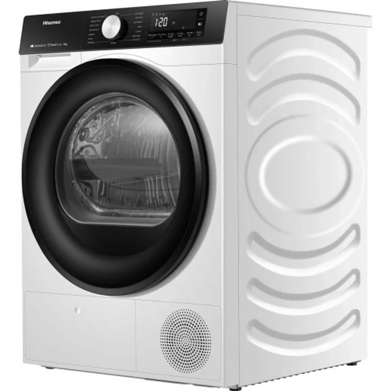 Hisense DH3S902BW3 Szárítógép, 9 kg / 125l, "C" , LED képernyő érintőgombokkal, TwinFlow kétirányú levegőbefújás, WIFI ConnectLife alkalmazás,AntiCrease gyűrődésmentesítő funkciók Dobvilágítás,